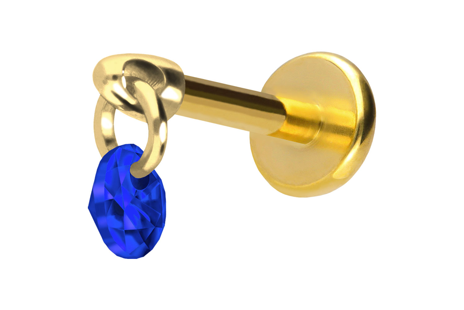 Titan Labret Piercing mit Push Fit RUNDER KRISTALL